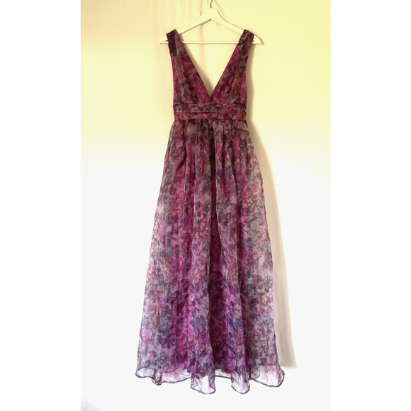 Lulus Dresses & Skirts - Lulus Dress Small Gown Aline Maxi Long Pink Floral Vneck Sleeveless New